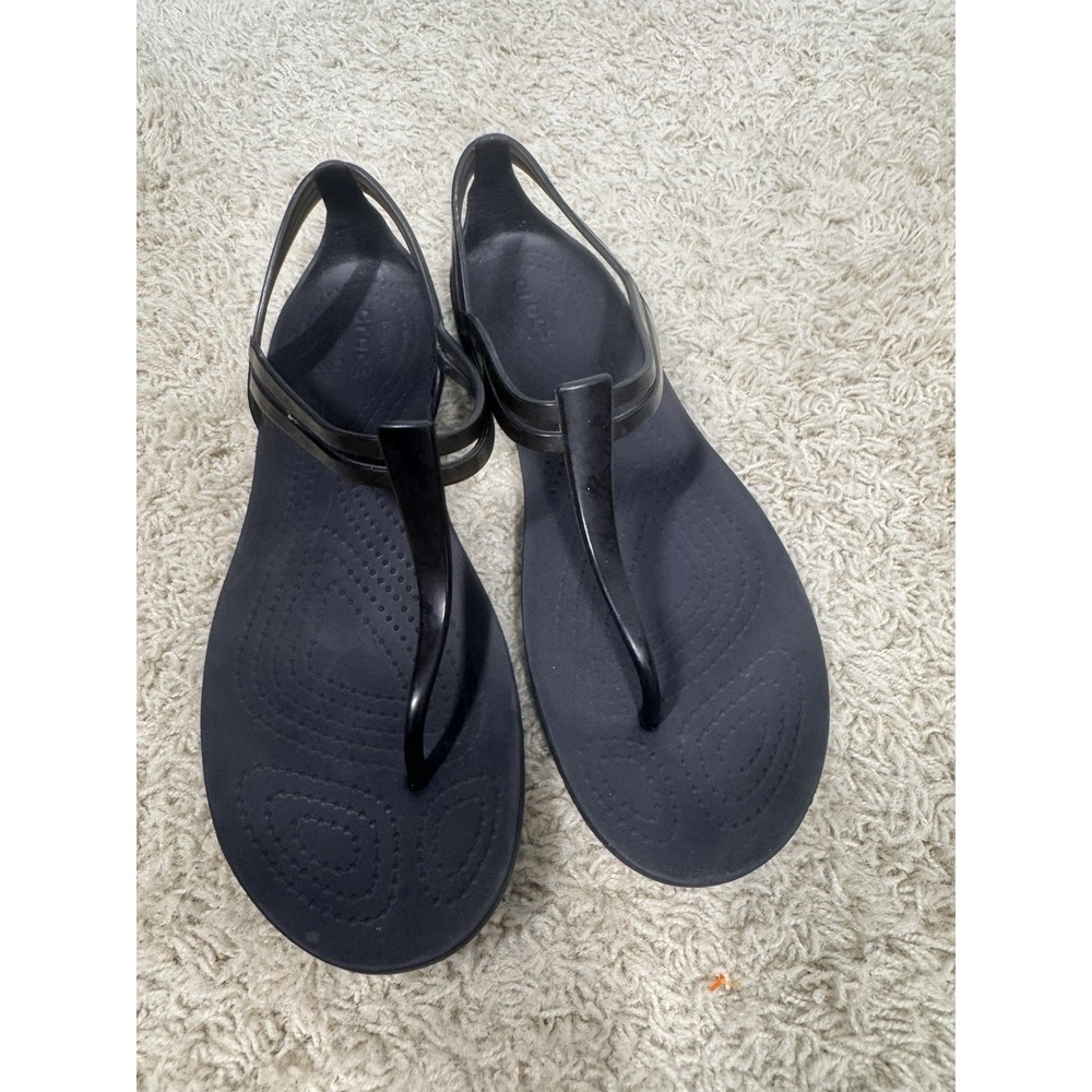 Crocs Isabella T-Strap Gray Waterproof Comfort Jelly Sandal Women's 9 Beach - Picture 4 of 12